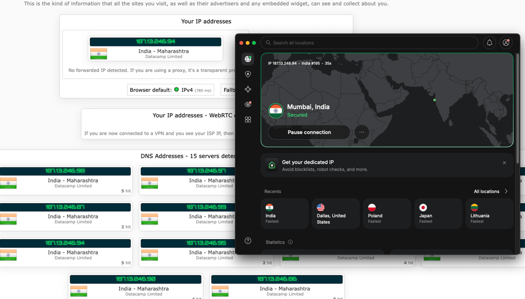 ip leak test nordvpn