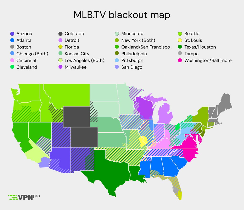 MLB TV blackout map