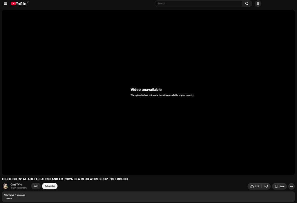 CazeTV unavailable outside Brazil
