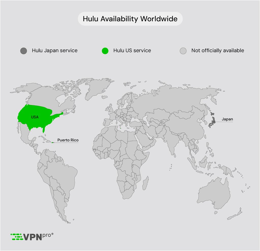 Countries and regions where Hulu is officially available