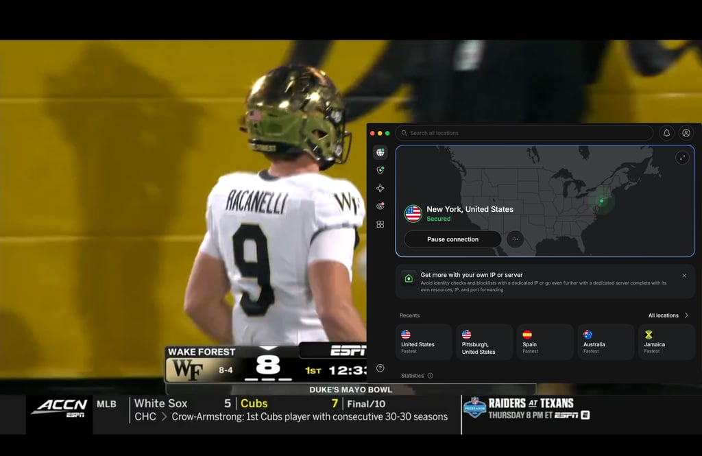 Using NordVPN to get around ESPN blackouts