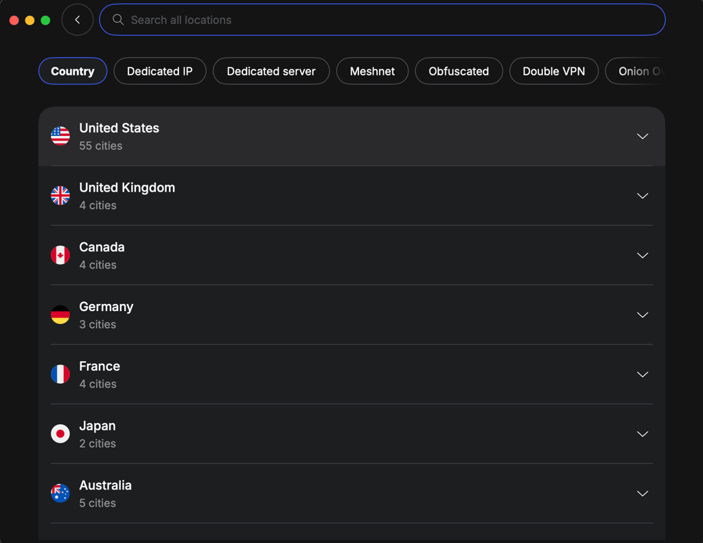 NordVPN server locations