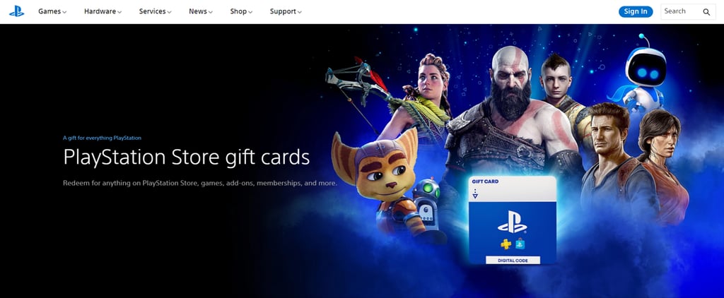 PlayStation Store gift card shop
