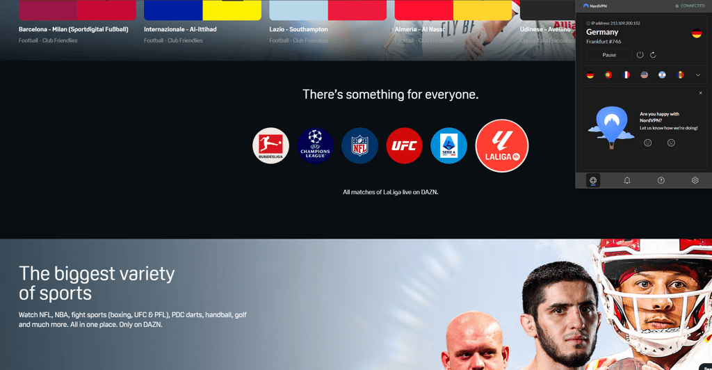 Capture DAZN NordVPN La Liga