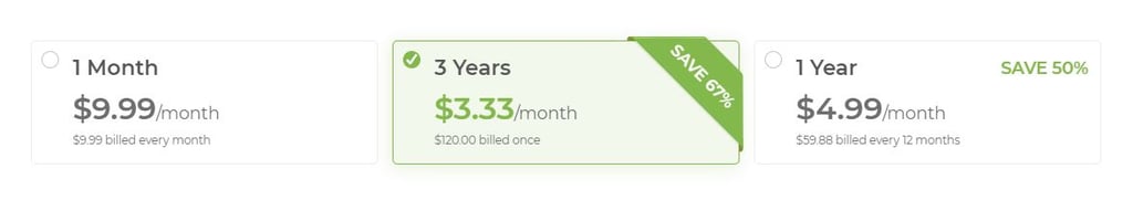 TunnelBear prices and plans screenshot