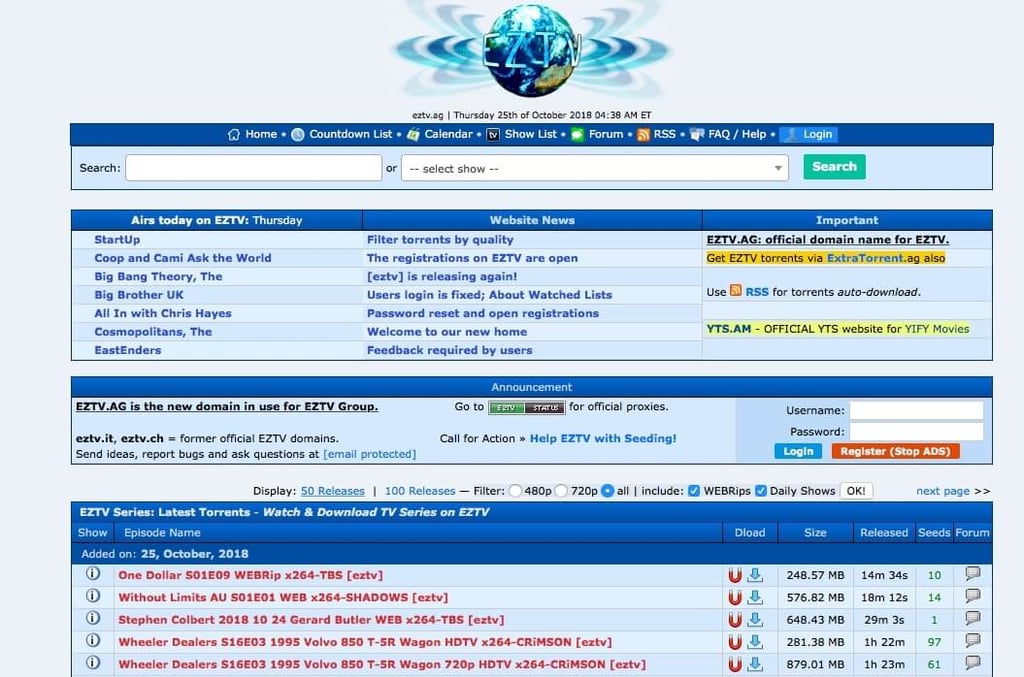 EZTV torrent site alternative a Torrentz
