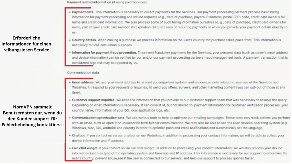 nordvpn billing information