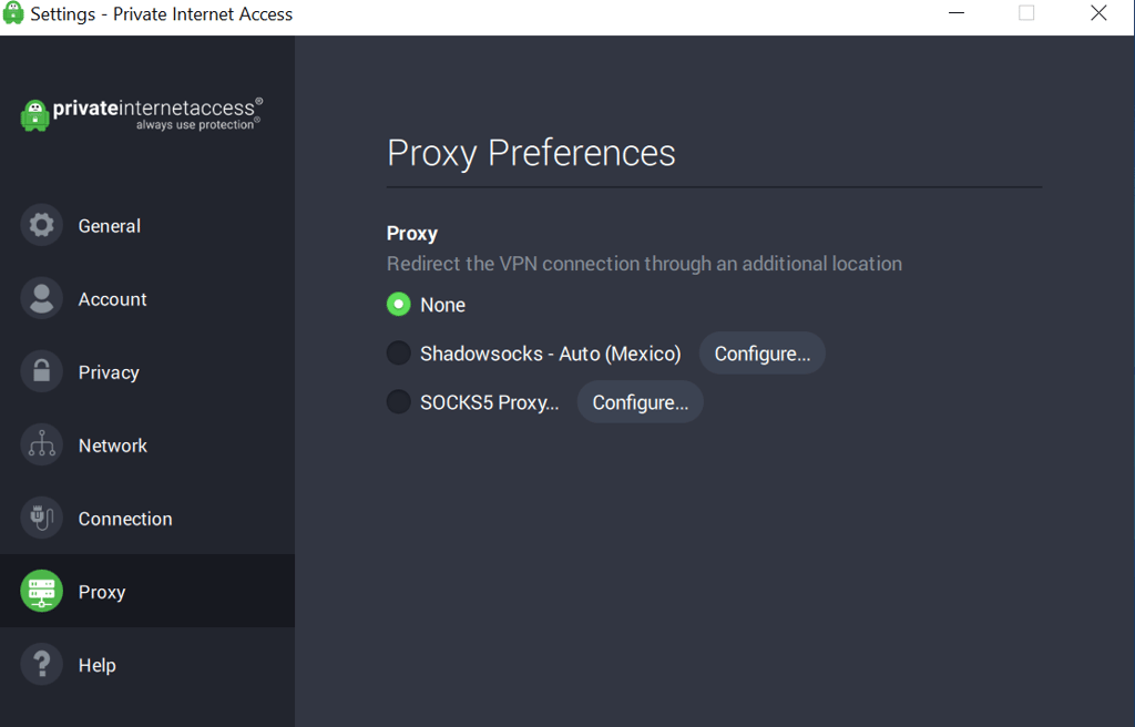 Proxy preferences