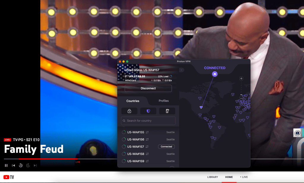 Proton VPN unblocking YouTube TV in Mexico