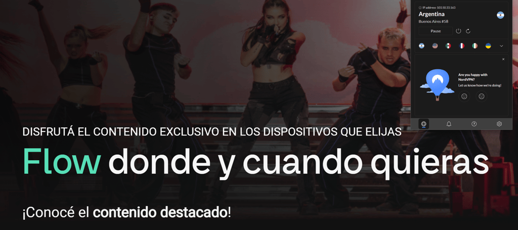 Flow Argentina desbloqueado con NordVPN