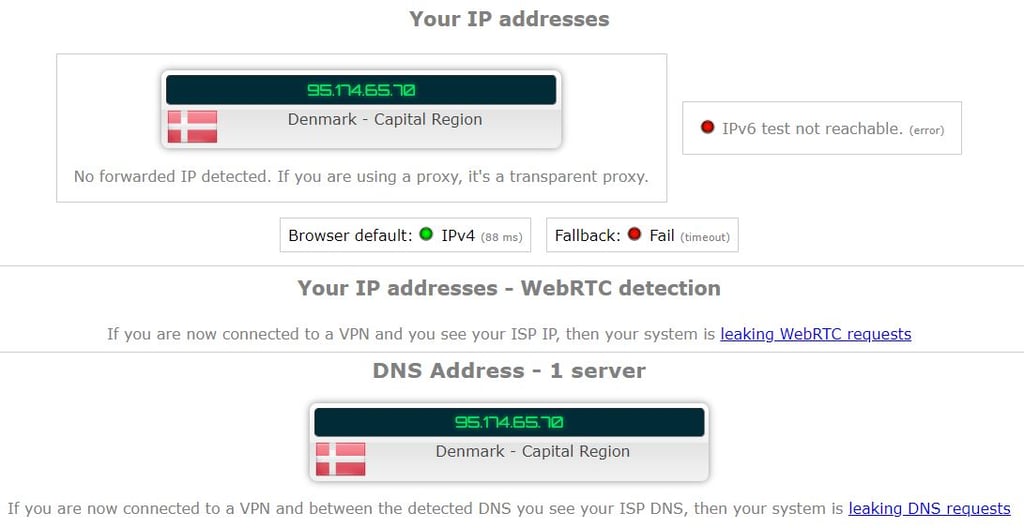 Surfshark test de fuites IP et DNS