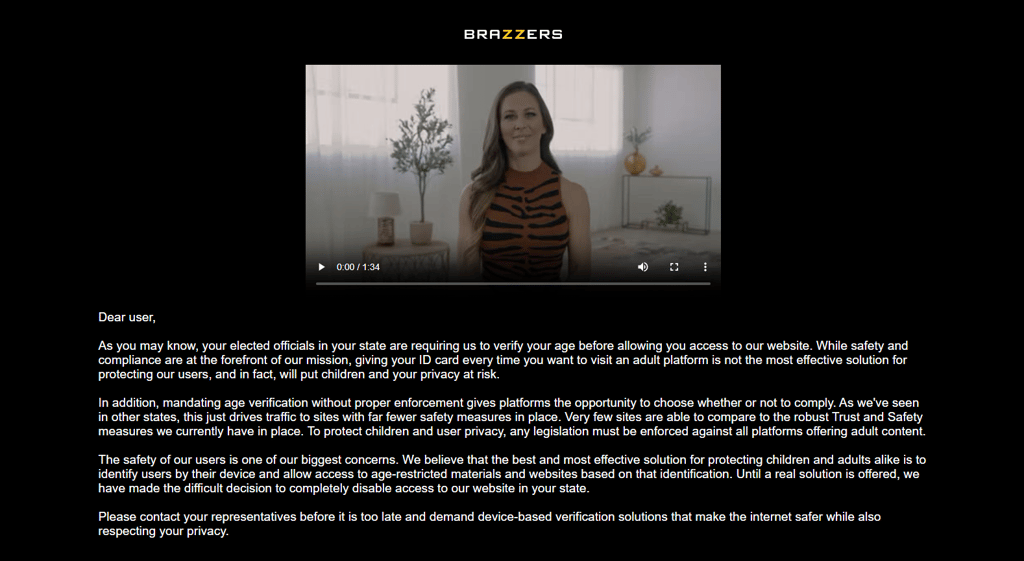 Brazzers in Kentucky blocked because of the porn ban