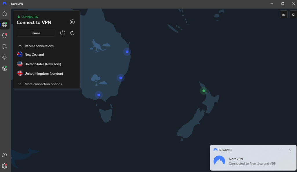 NordVPN server in New Zealand