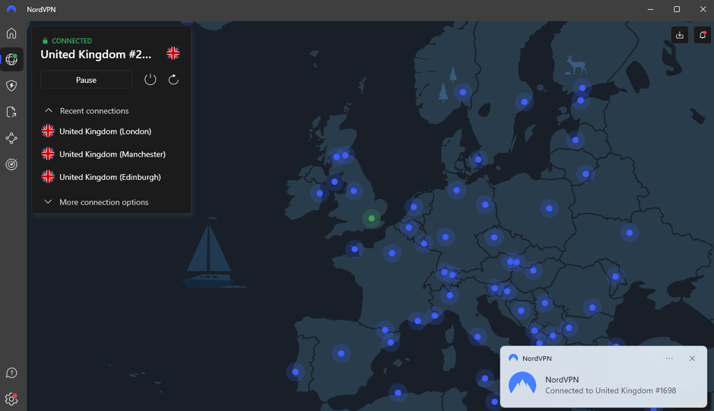 Connect to NordVPN uk server to access England vs Spain final stream