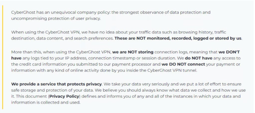 cyberghost policy