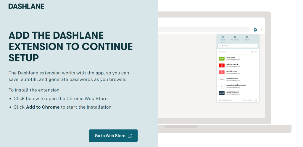 Ajouter l'extension Dashlane