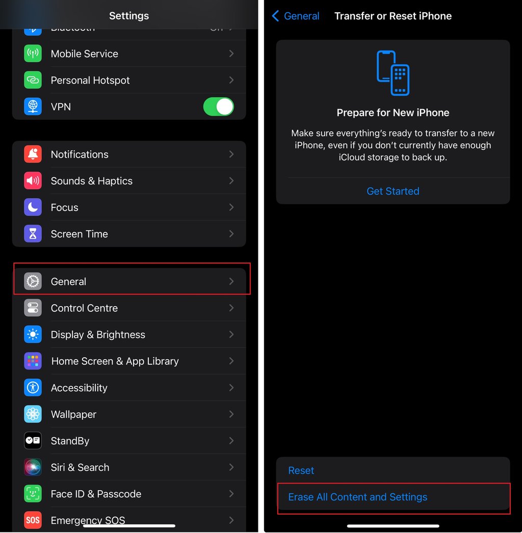 Reset your iOS device