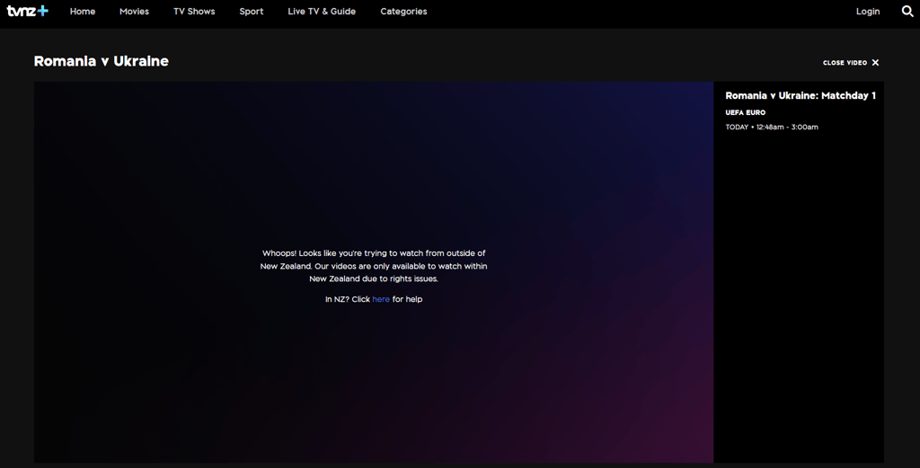TVNZ+ error