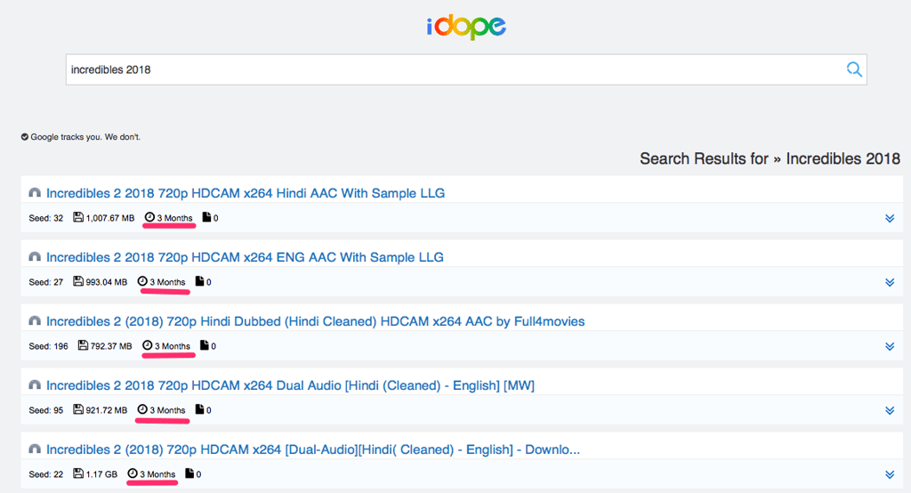 iDope Torrent-Download-Seite