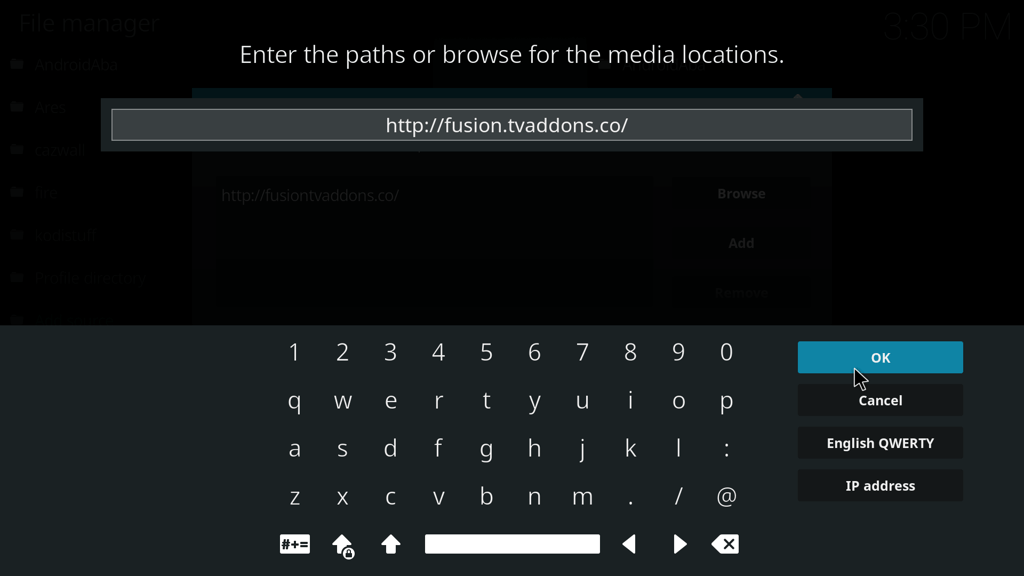 Step 5 - enter path for media location