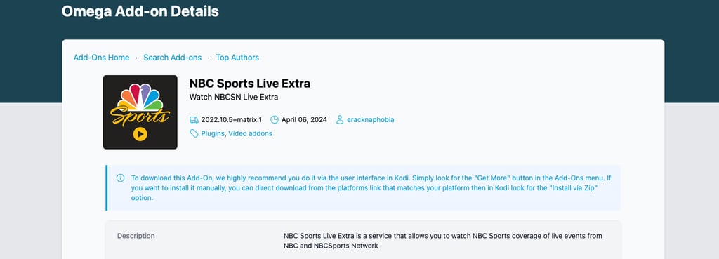 Kodi NBC Sports Live Extra