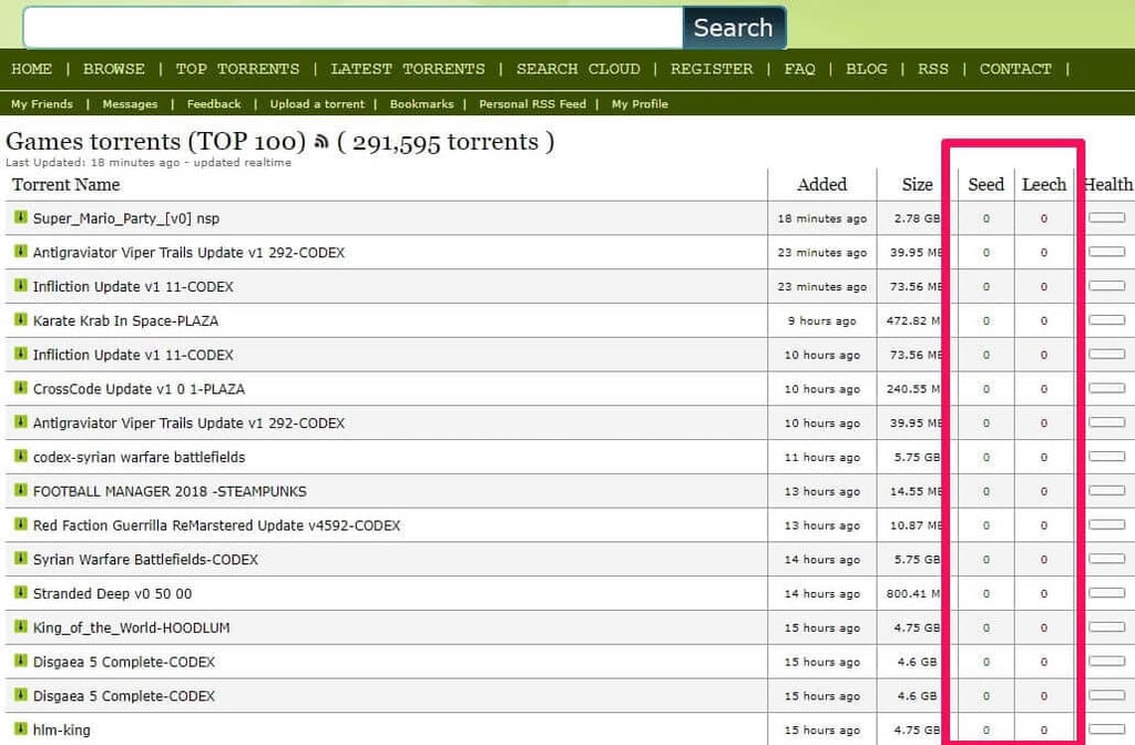 LimeTorrents est bon, mais beaucoup de jeux n'ont ni seeders ni leechers