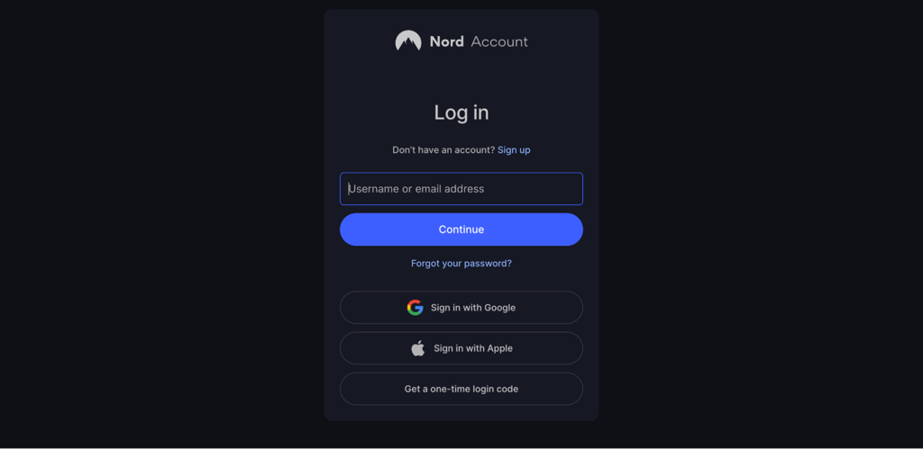 NordVPN log in