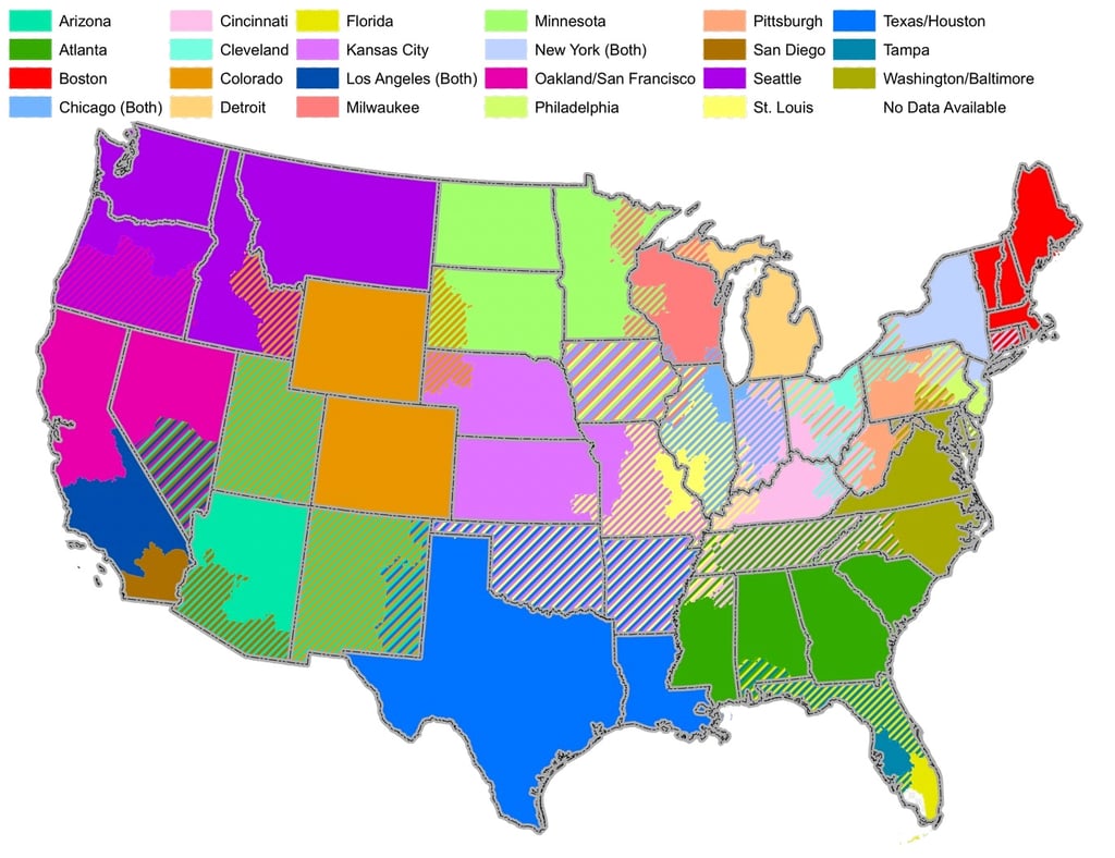 MLB TV blackout map
