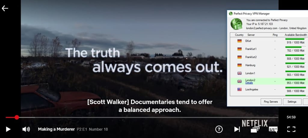 Perfect Privacy VPN pour Netflix