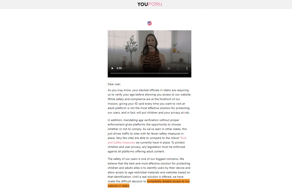 YouPorn is blocked in Idaho