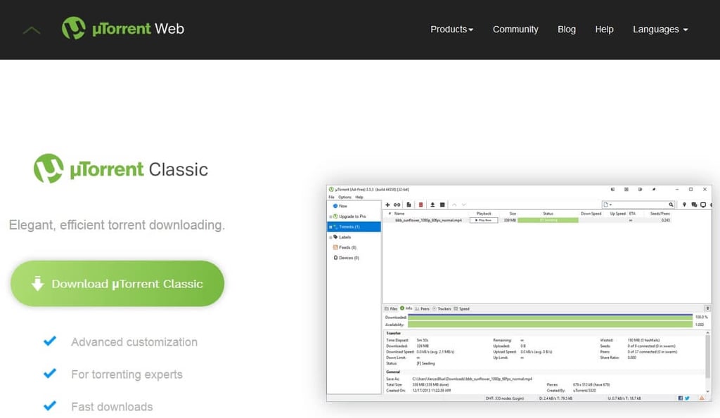 uTorrent telechargement classique