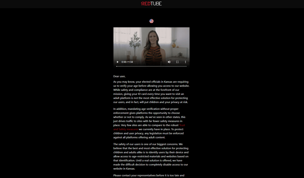RedTube porn site ban in Kansas