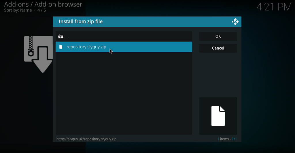 select the zip file