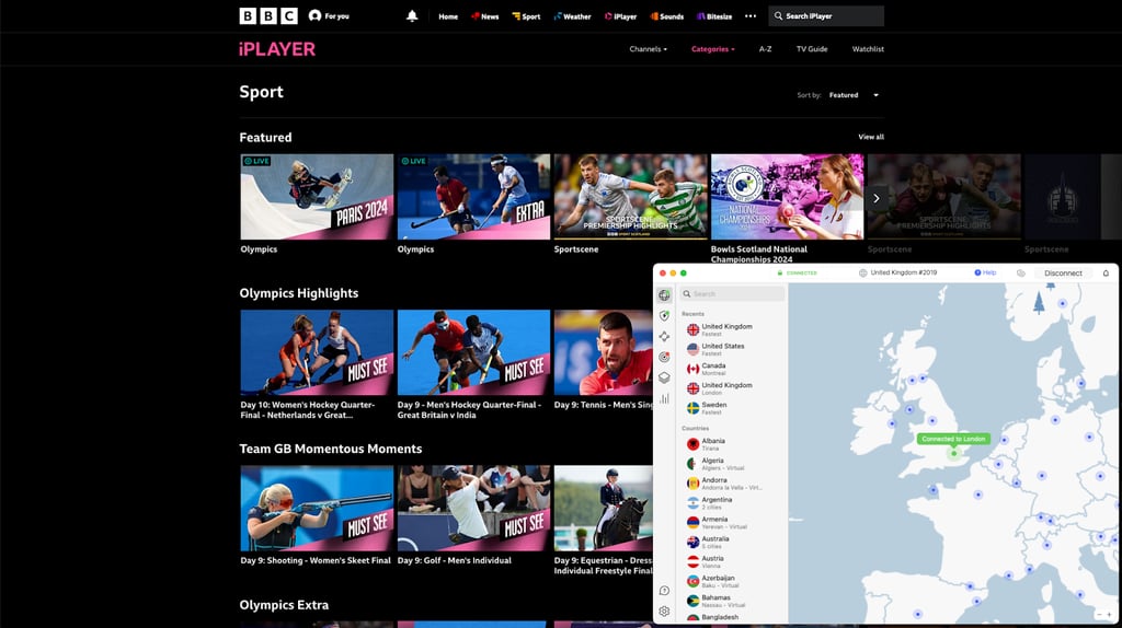 BBC iPlayer streaming service works with NordVPN