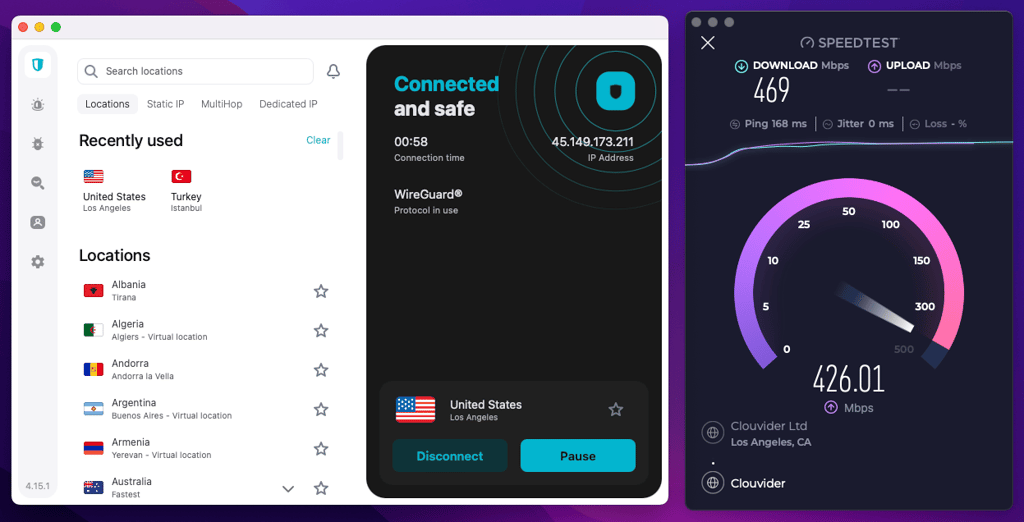 Surfshark speed test
