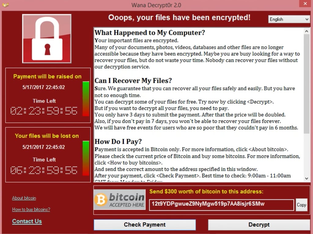 Fake VPN update example - WannaCry ransomware