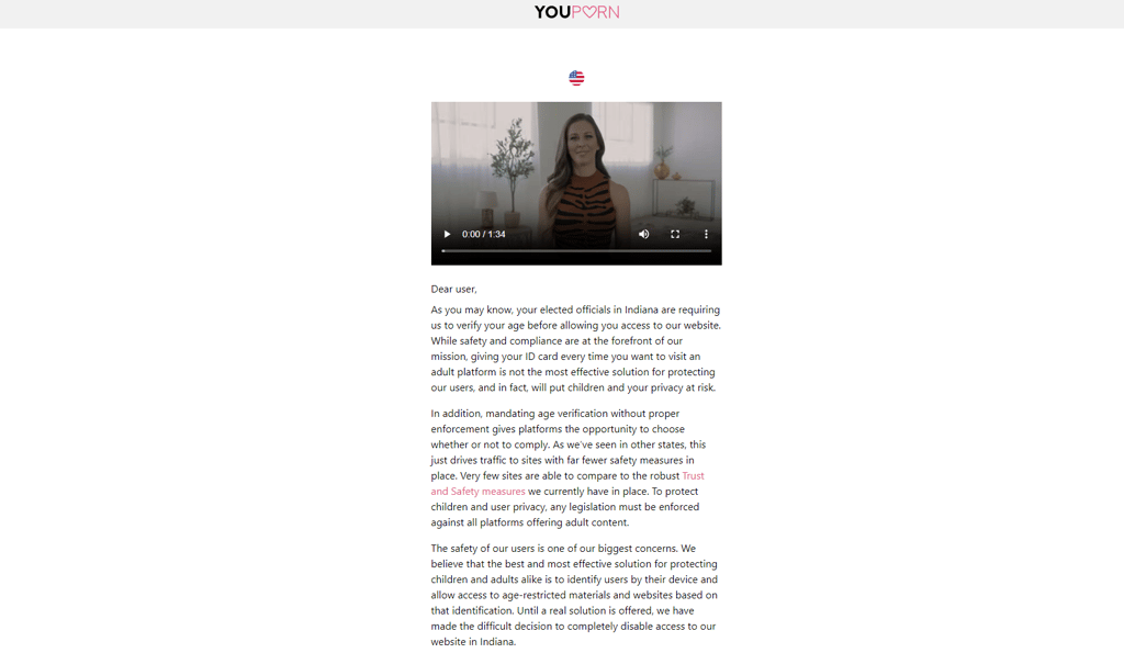 Youporn is blocked in Indiana