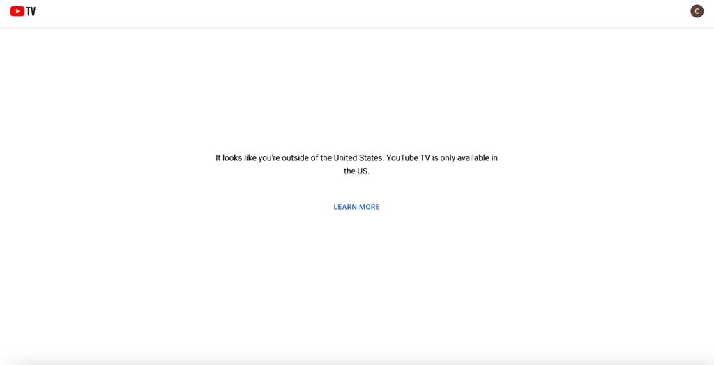 YouTube TV not working outside US error