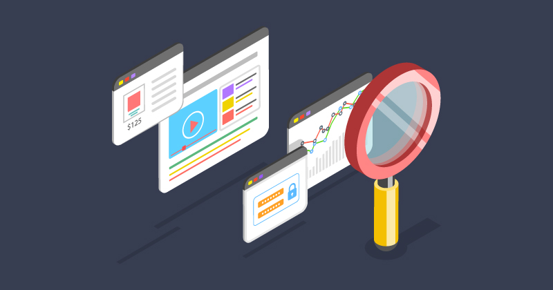 magnifying glass looking into online activity