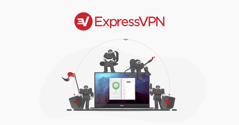 ExpressVPN security audit - laptop with security guards around it