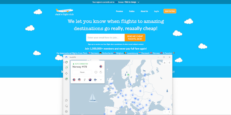 Cheaper flights on Jack's Flight Club with a VPN