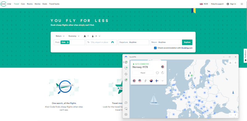 Kiwi cheaper flights with a VPN