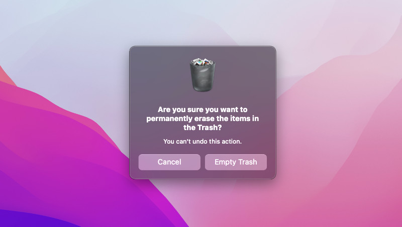 Relocate files to Bin on Mac