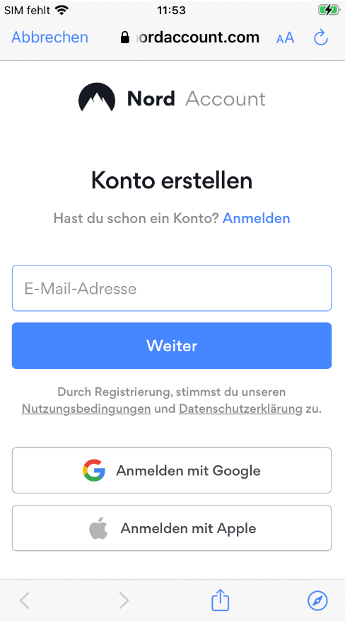 nordvpn account