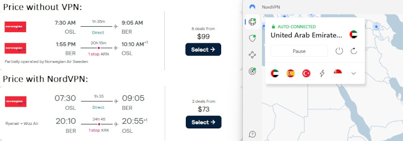 Cheaper flightswith NordVPN