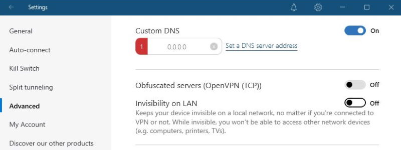 NordVPN Custom DNS