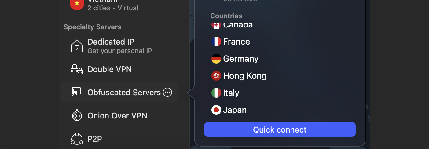 NordVPN's obfuscated servers that can bypass the Great Firewall of China