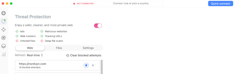 NordVPN Threat protection settings