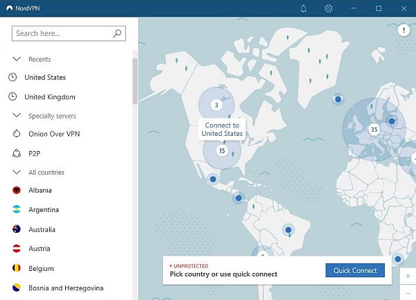 Serveurs US et UK de NordVPN
