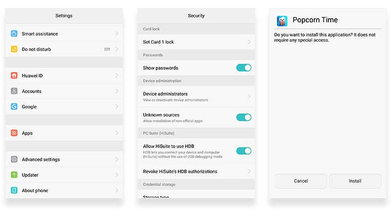 Popcorn Time settings